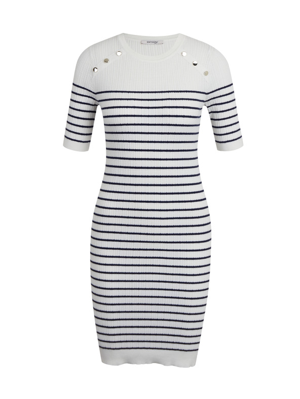 Orsay Biele dámske pruhované svetrové šaty ORSAY