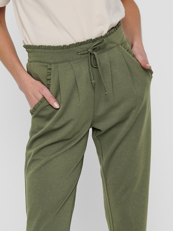 Jacqueline de Yong JDY Catia Zelené orezané nohavice so zaväzovaním