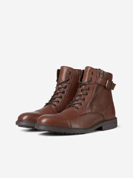 Jack & Jones Hnedé pánske kožené zimné členkové topánky Jack & Jones Holland
