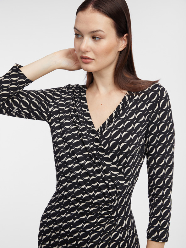 Orsay Čierne dámske vzorované puzdrové šaty ORSAY