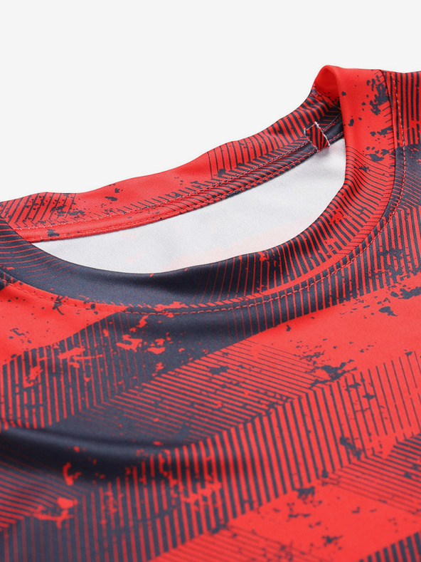 ALPINE PRO Červené pánske vzorkované funkčné tričko ALPINE PRO QUATR