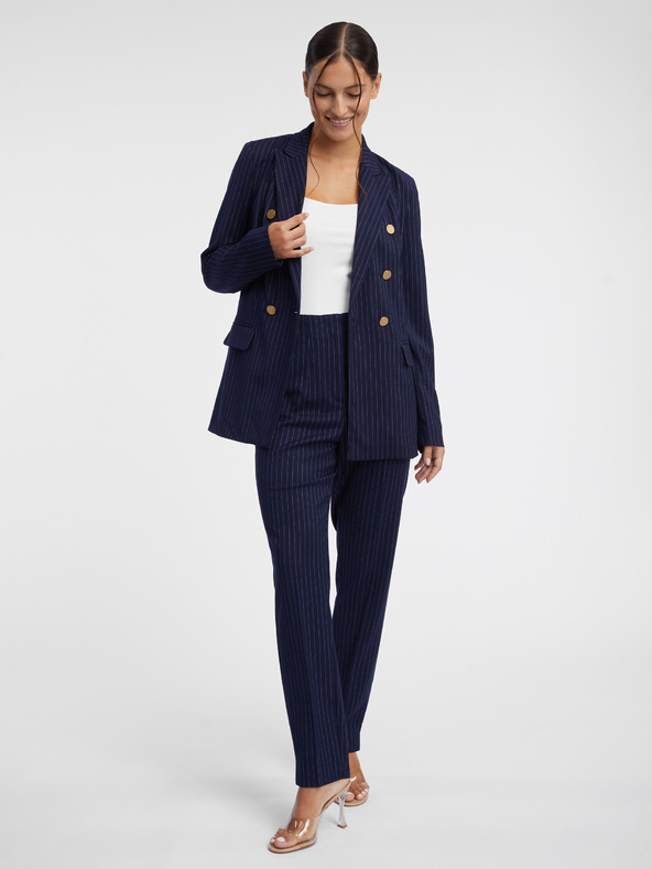 Orsay Tmavomodré dámske pruhované nohavice ORSAY