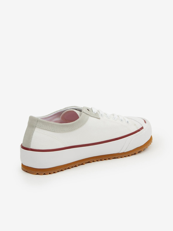 Diesel Biele pánske plátenné tenisky s koženými detailmi Diesel