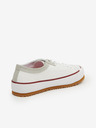 Diesel Biele pánske plátenné tenisky s koženými detailmi Diesel