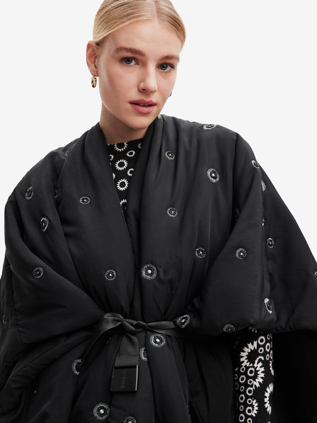 Desigual Čierne dámske zimné pončo Desigual Mini Atre Elbrus