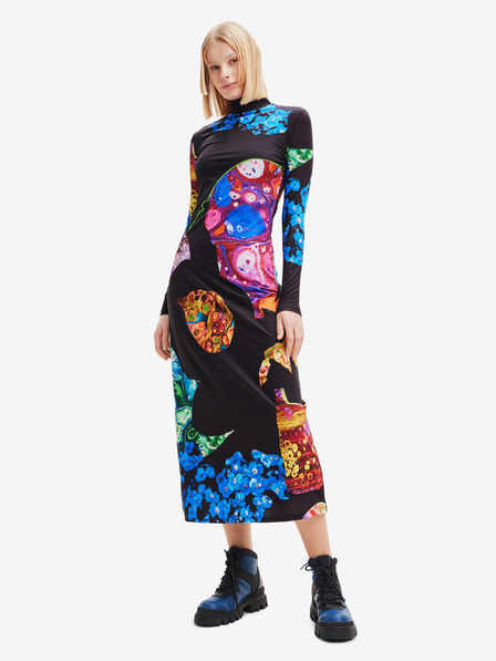 Desigual Modro-čierne dámske vzorované maxi šaty Desigual Arles - Lacroix