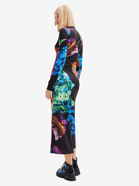 Desigual Modro-čierne dámske vzorované maxi šaty Desigual Arles - Lacroix