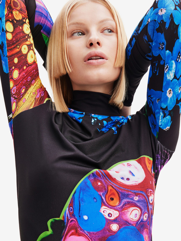 Desigual Modro-čierne dámske vzorované maxi šaty Desigual Arles - Lacroix