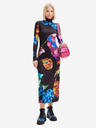 Desigual Modro-čierne dámske vzorované maxi šaty Desigual Arles - Lacroix