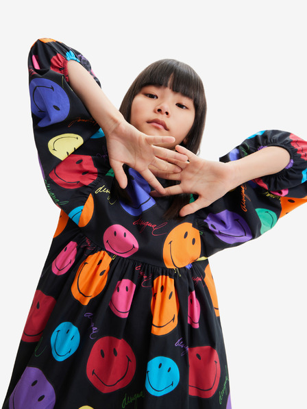 Desigual Desigual Alexa čierne vzorované dievčenské šaty