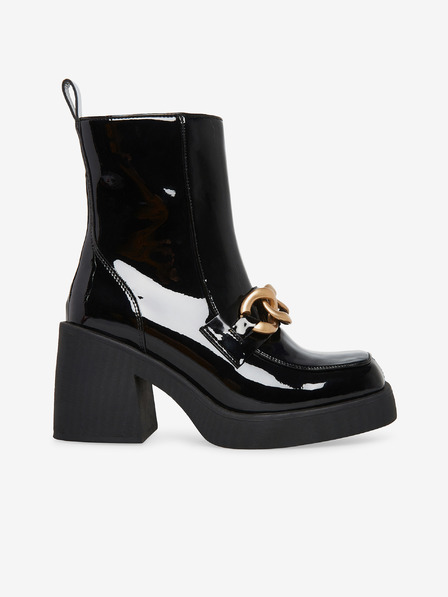 Steve Madden Čierne lesklé členkové topánky na podpätku Steve Madden Blooms