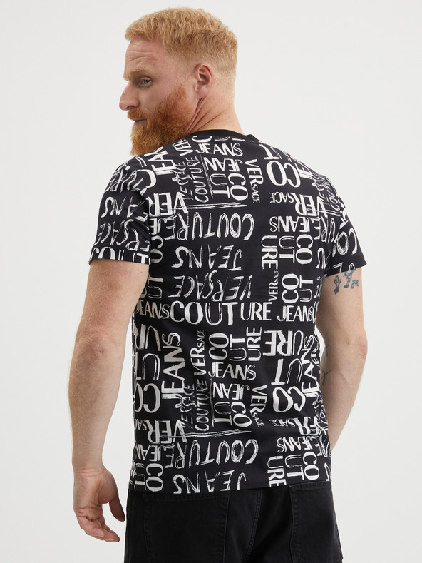 Versace Jeans Couture Čierne pánske vzorované tričko Versace Jeans Couture