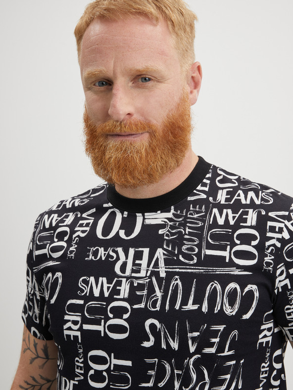 Versace Jeans Couture Čierne pánske vzorované tričko Versace Jeans Couture