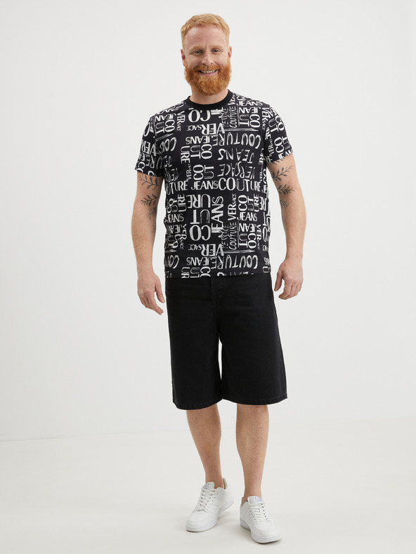 Versace Jeans Couture Čierne pánske vzorované tričko Versace Jeans Couture