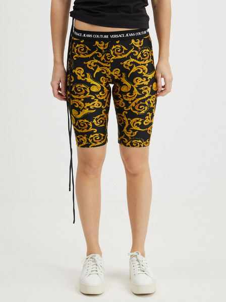 Versace Jeans Couture Versace Jeans Couture žlto-čierne dámske krátke legíny so vzorom