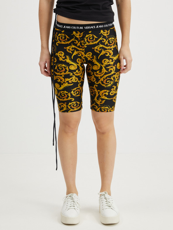 Versace Jeans Couture Versace Jeans Couture žlto-čierne dámske krátke legíny so vzorom