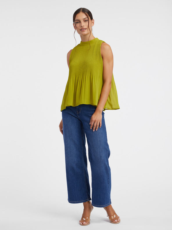 Orsay Zelená dámska rebrovaná blúzka ORSAY