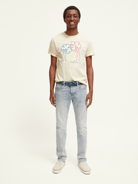 Scotch & Soda Tmavomodrý pánsky kožený opasok Scotch & Soda
