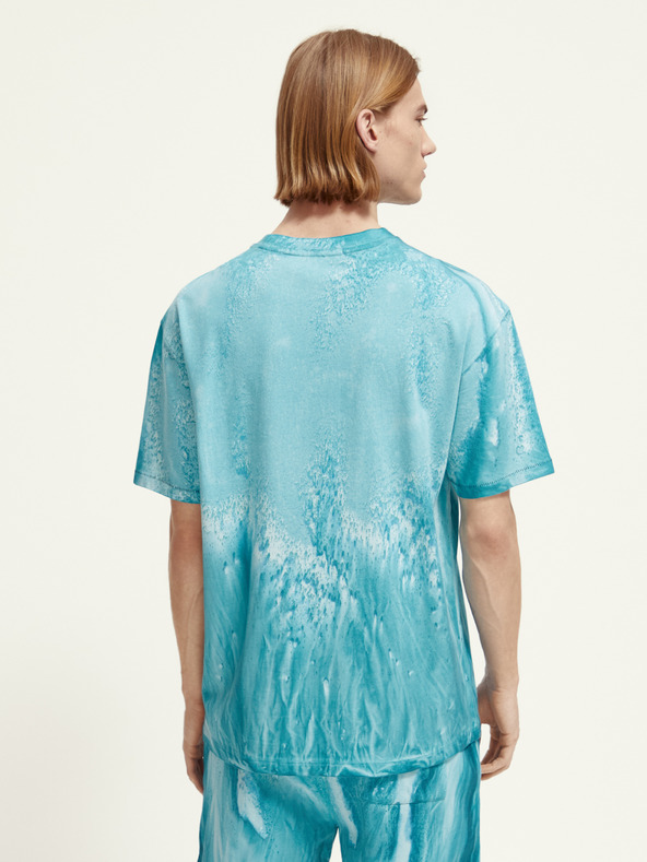 Scotch & Soda Tyrkysová pánska vzorovaná košeľa Scotch & Soda