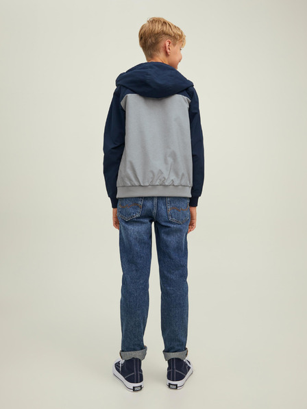 Jack & Jones Šedá a tmavomodrá chlapčenská bunda Jack & Jones Rush