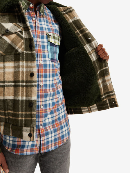 Scotch & Soda Zeleno-béžová pánska košeľa zo zmesi vlny Scotch & Soda Teddy