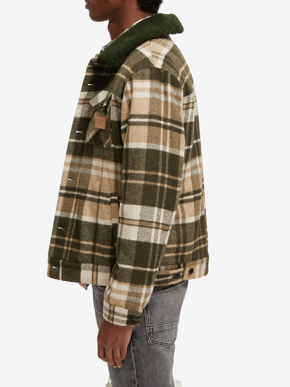 Scotch & Soda Zeleno-béžová pánska košeľa zo zmesi vlny Scotch & Soda Teddy