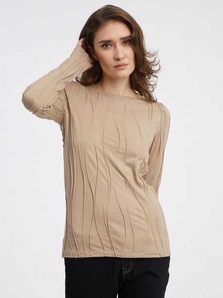 AWARE by VERO MODA Béžové dámske vzorované tričko AWARE by VERO MODA Gudrun