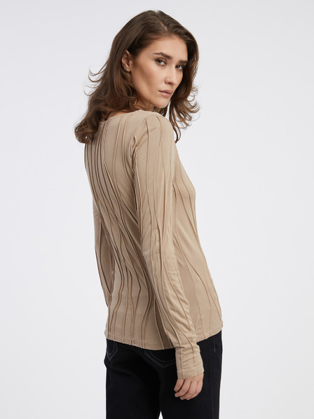 AWARE by VERO MODA Béžové dámske vzorované tričko AWARE by VERO MODA Gudrun