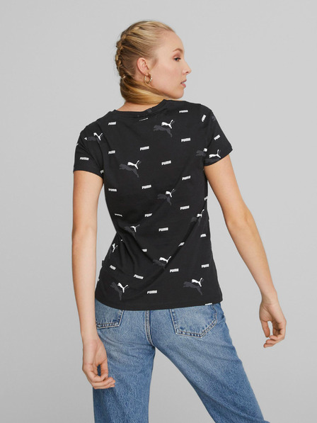 Puma Čierne dámske tričko so vzorom Puma Logo Power