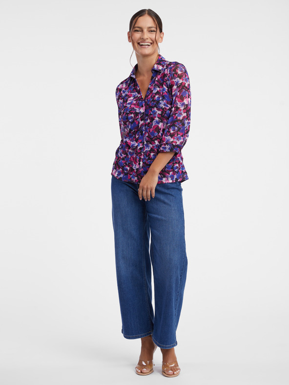 Orsay Fialová dámska kvetovaná blúzka ORSAY