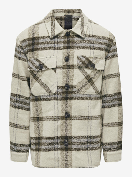 ONLY & SONS Hnedá a béžová pánska kockovaná košeľa ONLY & SONS Cane