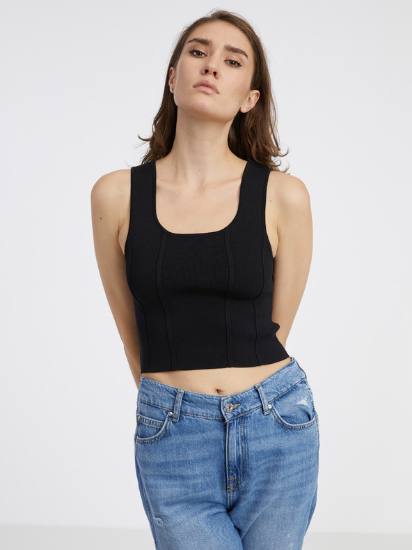 Noisy May Čierny dámsky pletený crop top zo zmesi vlny Noisy May Haisley