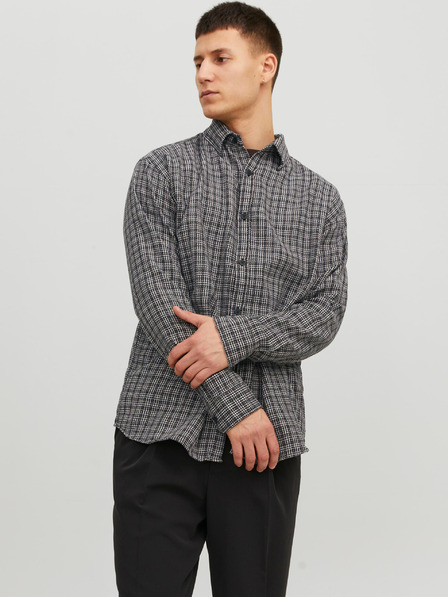 Jack & Jones Čierna pánska kockovaná košeľa Jack & Jones Gracia