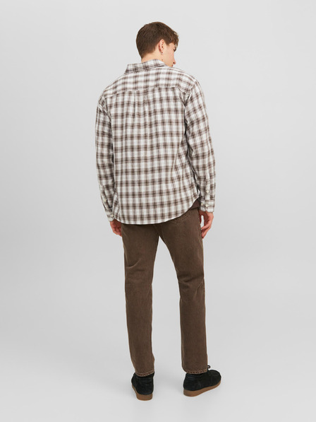 Jack & Jones Bielo-hnedá pánska kockovaná košeľa Jack & Jones Gracia