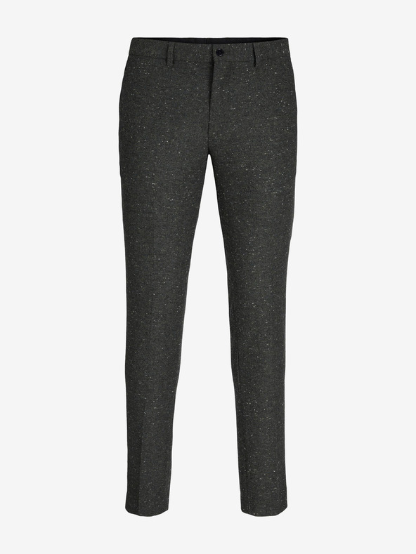 Jack & Jones Tmavošedé pánske nohavice Jack & Jones Franco zo zmesi vlny