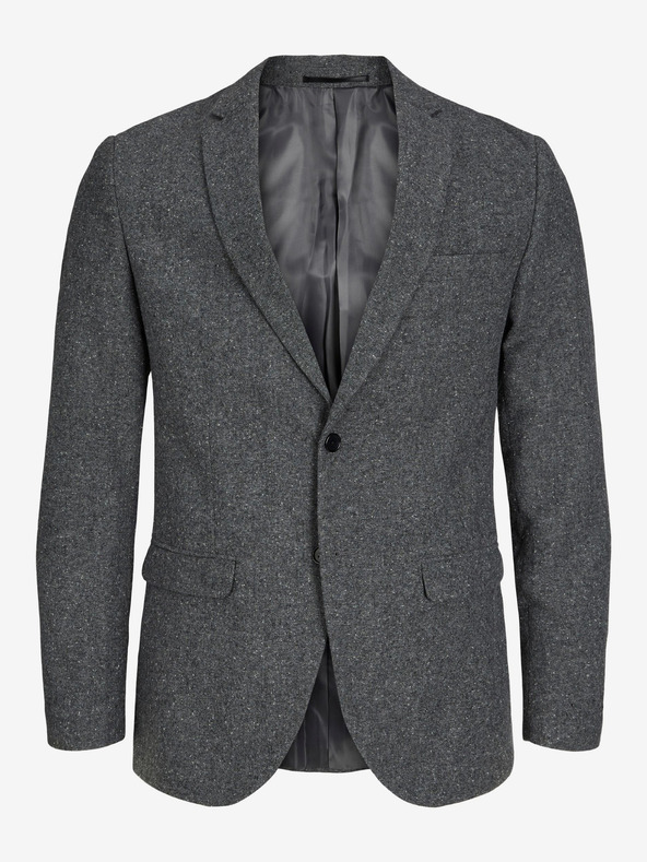 Jack & Jones Šedé pánske sako Jack & Jones Franco z vlnenej zmesi