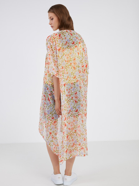 Pieces Biely dámsky kvetinový kaftan Pieces Vertrud