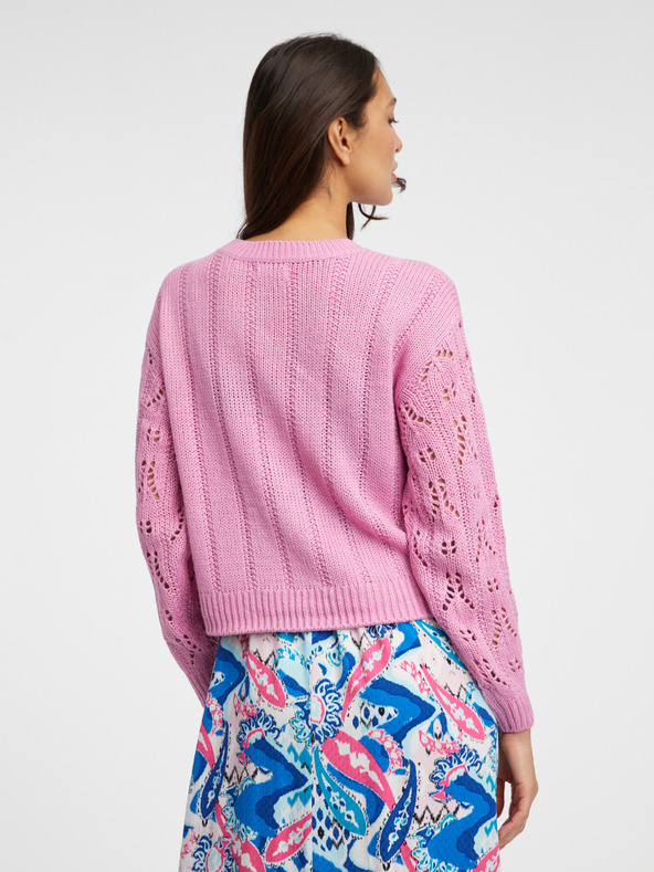 Jacqueline de Yong Ružový dámsky vzorovaný sveter JDY Judith
