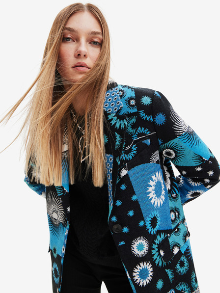 Desigual Modrý dámsky vzorovaný kabát Desigual Sissy