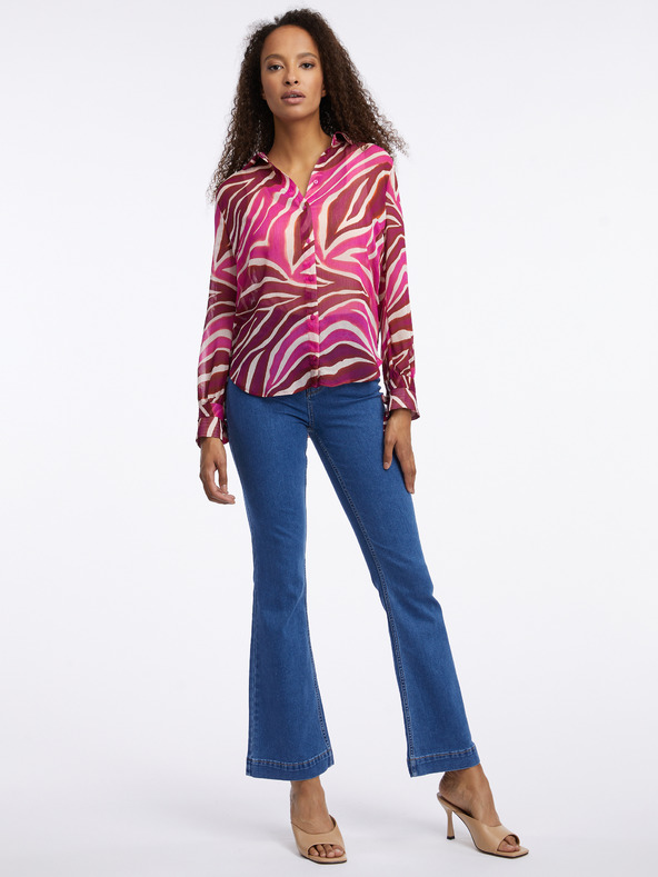 Orsay Ružovo-vínová dámska vzorovaná blúzka ORSAY