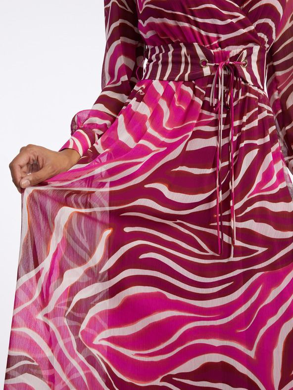 Orsay Vínovo-ružové dámske vzorované maxišaty ORSAY