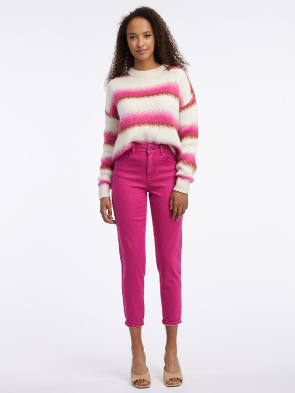 Orsay Tmavo ružové dámske skrátené mom fit džínsy ORSAY