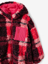 Desigual Desigual Blake ružová dievčenská zimná károvaná bunda