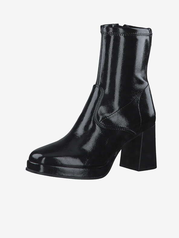 Tamaris Čierne členkové topánky na vysokom podpätku Tamaris