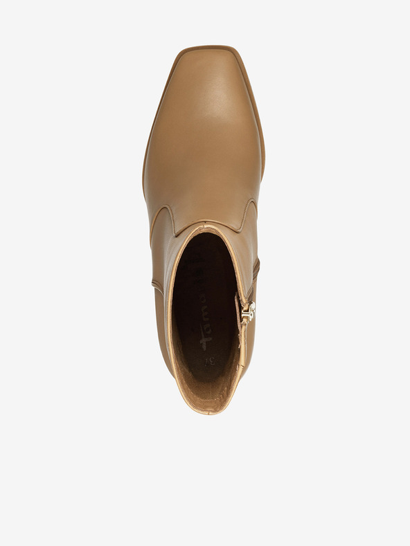 Tamaris Svetlohnedé kožené členkové topánky na podpätku Tamaris