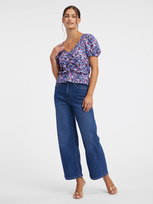 Orsay Fialový dámsky kvetovaný top ORSAY