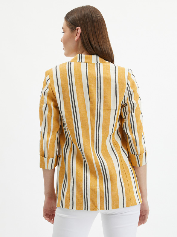 Orsay Oranžová dámska pruhovaná ľanová bunda ORSAY