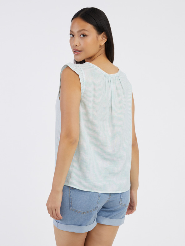 CAMAIEU Svetlozelená ľanová blúzka CAMAIEU