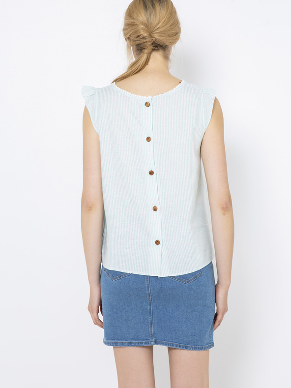 CAMAIEU Svetlozelená ľanová blúzka CAMAIEU