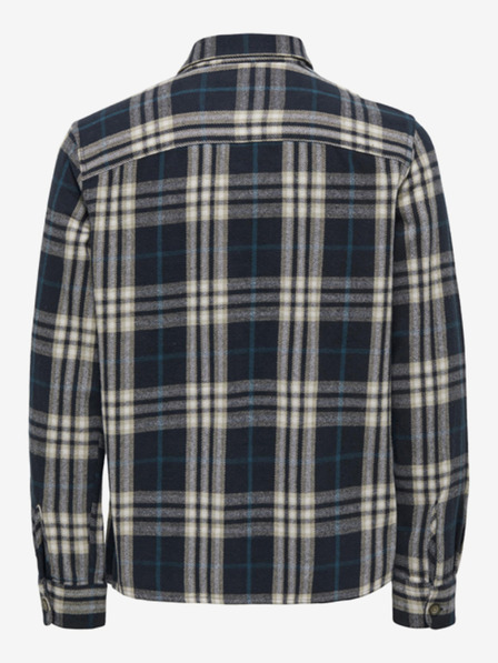 ONLY & SONS Béžová a modrá pánska kockovaná flanelová košeľa ONLY & SONS Scott